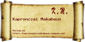 Kapronczai Makabeus névjegykártya