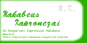 makabeus kapronczai business card